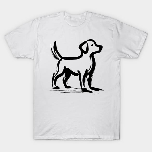 Stick figure dog in black ink T-Shirt by WelshDesigns